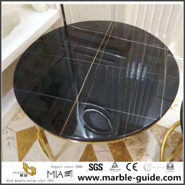 Lauren Black Gold Marble Table Top
